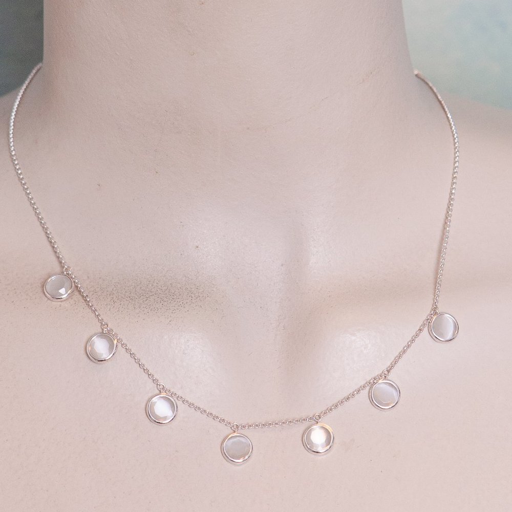Lucky Brand Sterling Silver Crystal Charm Necklace